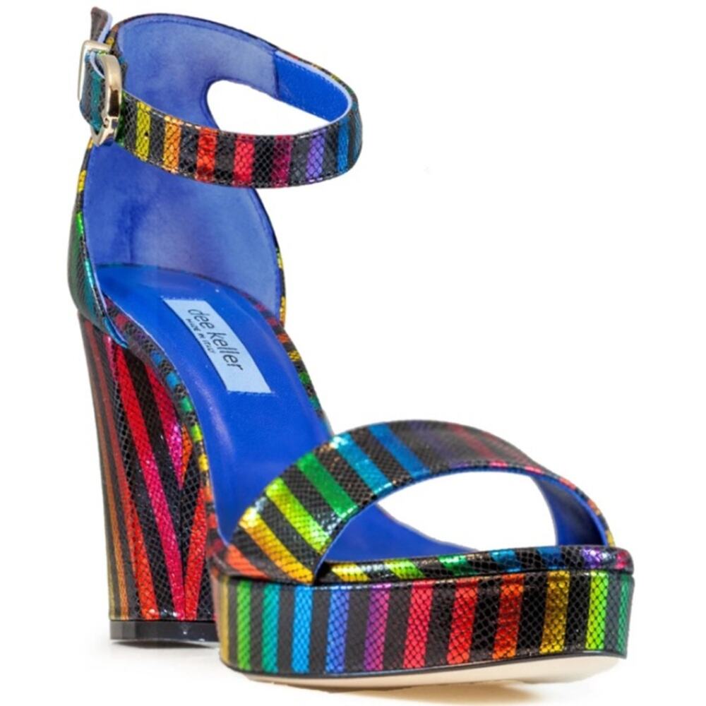 Dee Keller Ramsey‎ Parrot stripe rainbow shoes